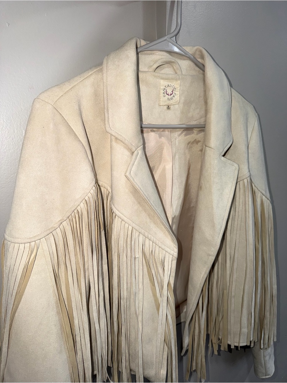 Fantastic Fawn Cream Suede Fringe Jacket